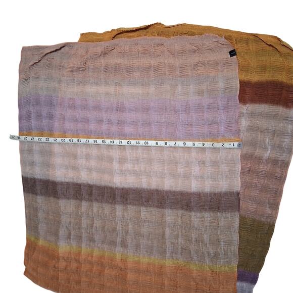 Boho 64 Inch Long Sheer Scarf Earthy Tones Color Gradient Soft Wide Flowy Drape - Picture 4 of 5